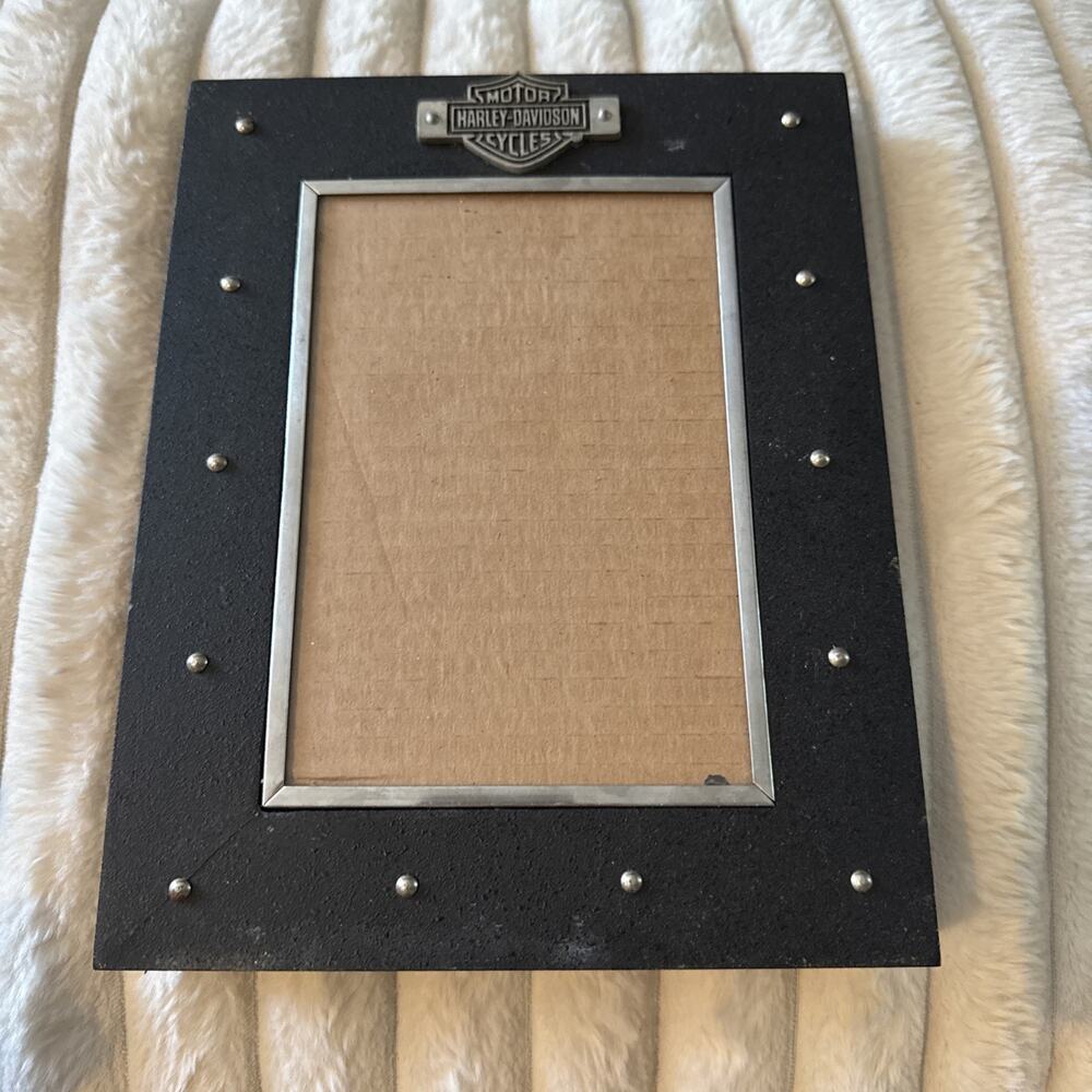 Harley Davidson Photo Frame Studded 5 X 7” Picture Garage Decor Motorcycle